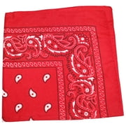 Pack of 5 X-Large Paisley Cotton Printed Bandana - 27 x 27 inches (Red)